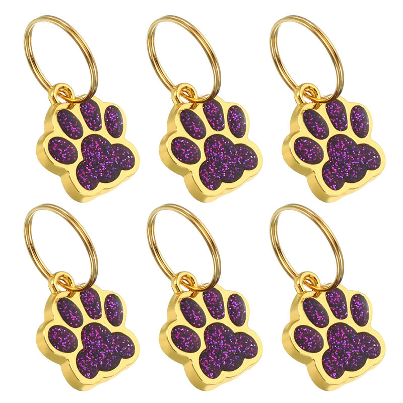 PATIKIL Animal Dog Cat Paw Print Pendants, 6 Pcs Crystal Footprint Dog Cat Paw Prints Pendant for DIY Necklace Bracelet Enamel Jewelry Making, Purple - PawsPlanet Australia