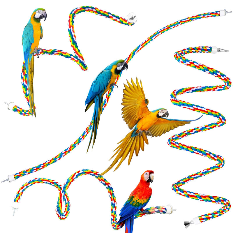 2 Pieces Bird Rope Perch Bird Swings, 94.5'' and 47'' Spiral Bird Ladder for Cockatiels, Suitable Bird Cage Accessories, Parrot Swing Climbing Standing Bird Toys with Bell - PawsPlanet Australia