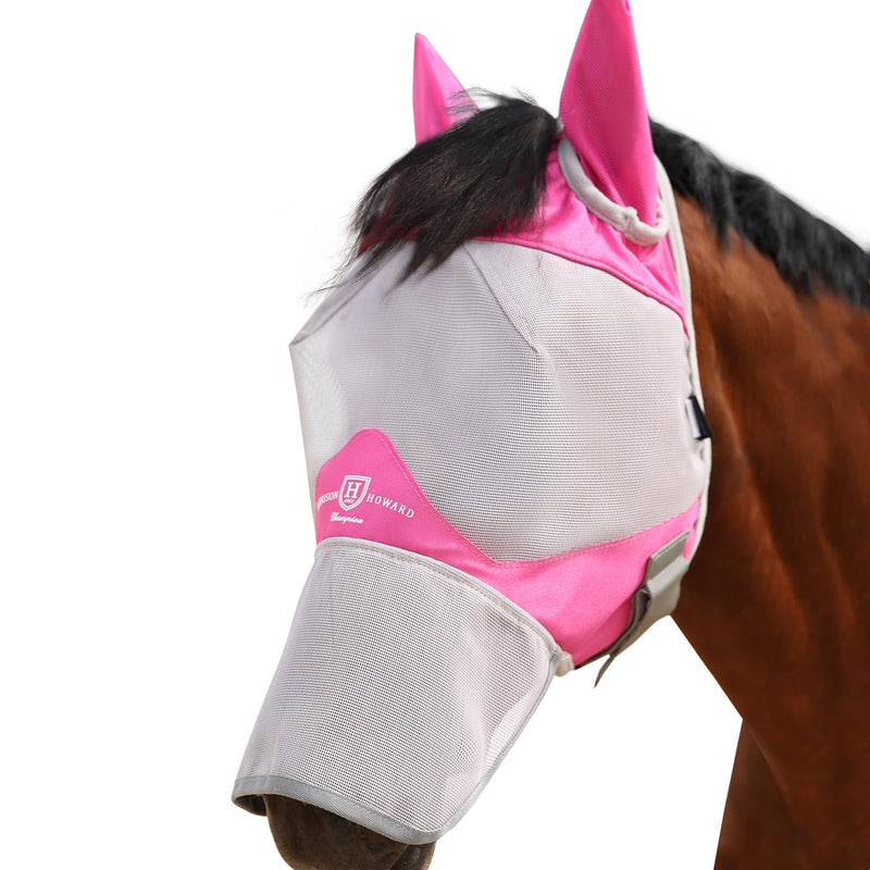 Harrison Howard Full Face Horse Fly Mask UV Protection and Breathable Mask for Equine Use Comfortable Fly Mask for Horses Magenta XL - PawsPlanet Australia