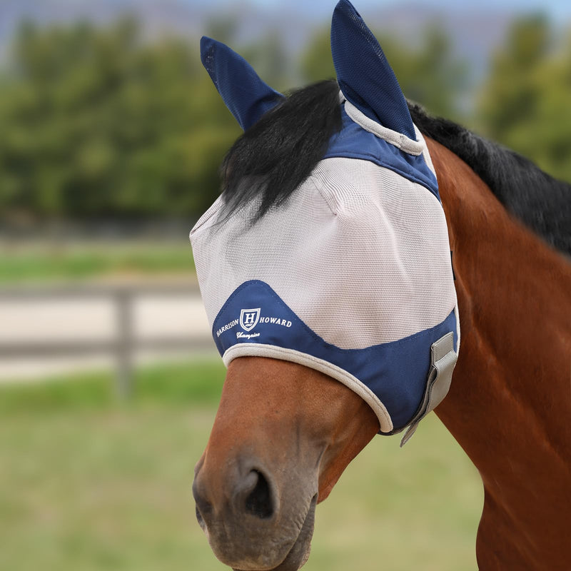 Harrison Howard Half Face Horse Fly Mask UV Protection and Breathable for Equine Use Comfortable Navy M - PawsPlanet Australia