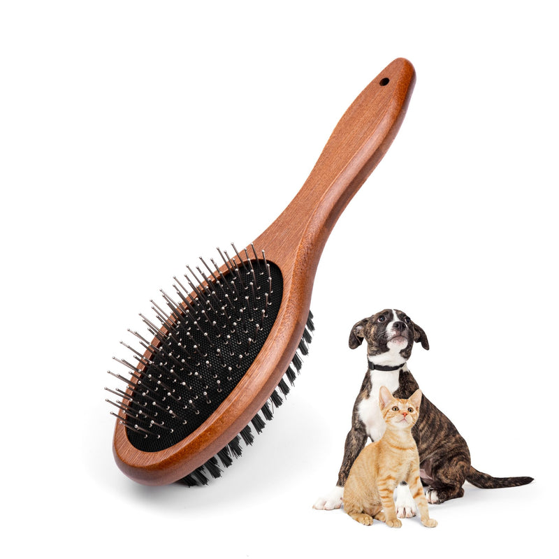 Double-Sided Pet Slicker Brush for Dogs and Cats - Professional Grooming Comb with Pins and Bristles - Ideal for Long and Short Hair - Shedding and Tangle Removal - Durable and Gentle Brush - PawsPlanet Australia