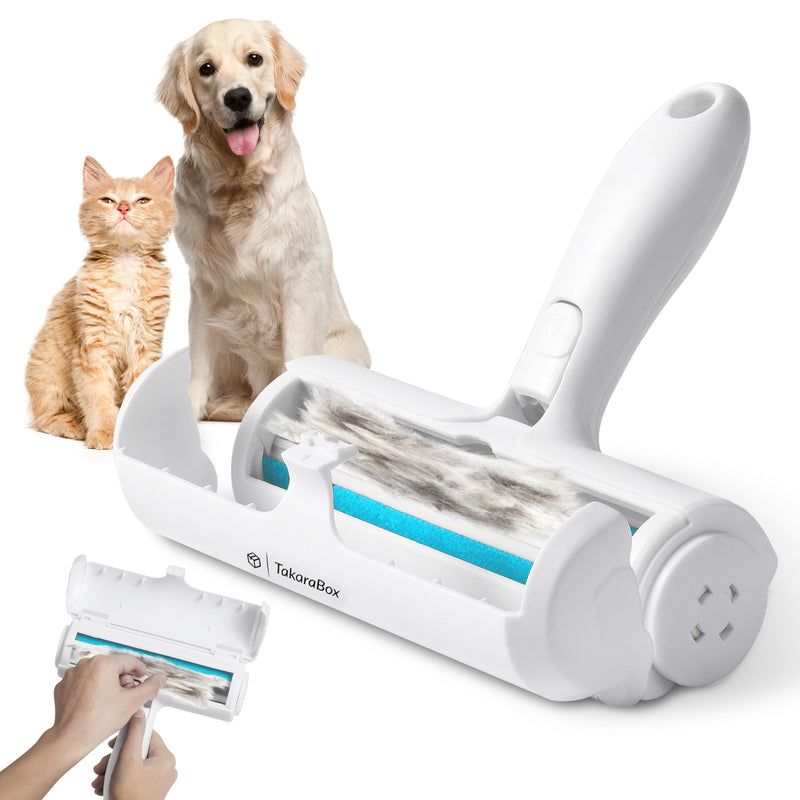 Pet Hair Remover - Lint Roller for Pet Hair - Dogs and Cats Hair Remover for Couch, Furniture, Carpet, Car Seat, Reusable Roller W/Self-Cleaning Base - with Upgraded Handle (Blue) Blue - PawsPlanet Australia