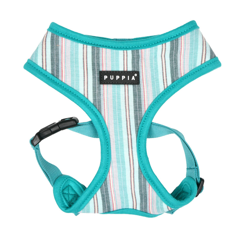 Puppia Theros Dog Harness A (Over-The-Head) Fashionable Striped Pattern Spring Summer Harness for Small and Medium Dogs, Aqua, Medium AQUA_THEROS