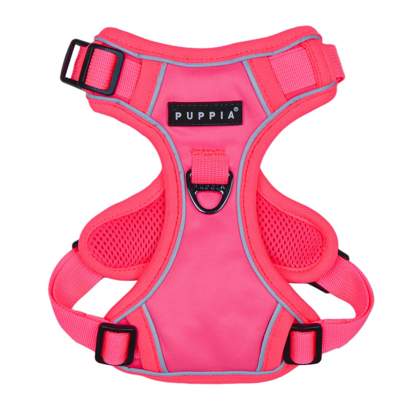 Puppia Neon Dog Harness H Sturdy Adjustable Neck and Chest Reflective Front and Back D-Ring for Small and Medium Dogs, Pink, Medium PINK_NEON - PawsPlanet Australia
