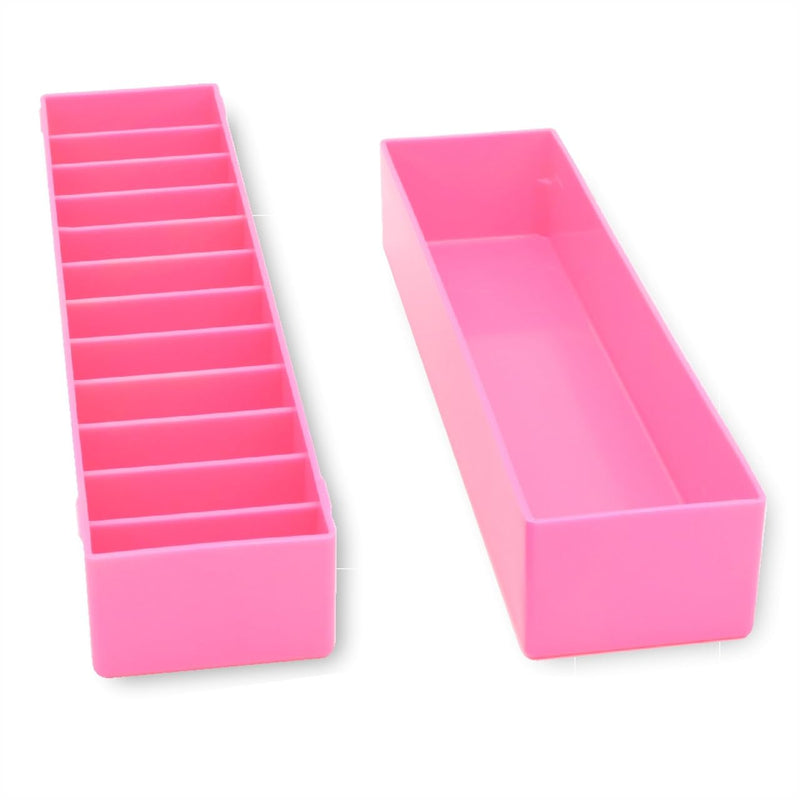 Mini Blade Case for Pet Grooming Clipper Blades - Organizer Fits 12 Blades - Compact Size (9.25" x 2.25" x 2.25") - Detachable Snap On Lid - Impact Resistant Plastic - Made in The USA - Pink - PawsPlanet Australia