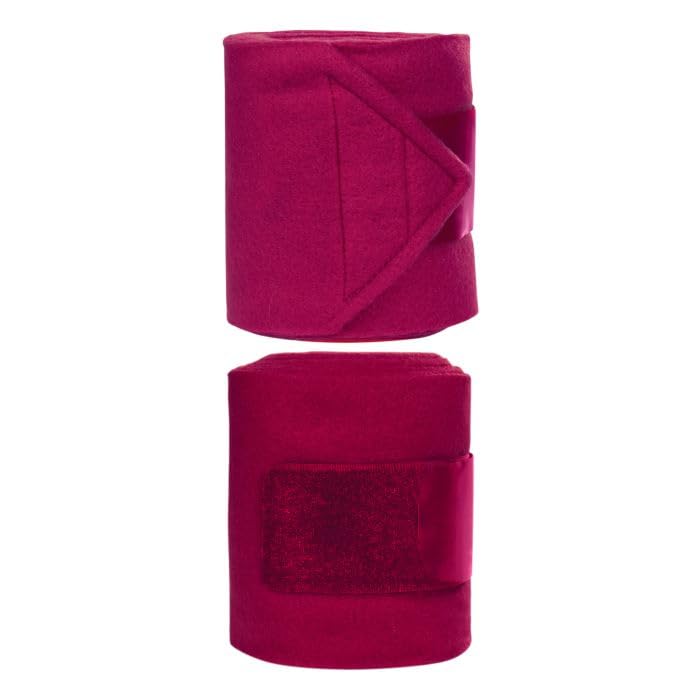 HKM Innovation Polo Wraps Set of 4, Polo Wraps for Horses, Bandages, Bandages for Horses, Fleece Polo Wraps, Fleece Bandages 300cm (Wine Red) Wine Red - PawsPlanet Australia