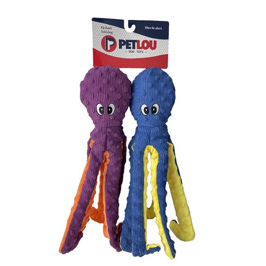Pet Lou Dotty Friends 2.0 Twin Pack Octopus, 16-inch Height, Pet Toys Supplies - PawsPlanet Australia