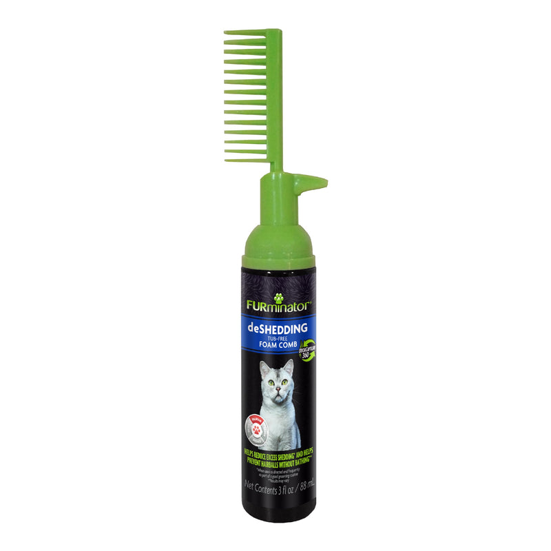 FURminator Tub-Free Deshedding Foam Comb, 3 Ounces, Grooming Comb for Cats Helps Freshen Coat and Reduce Odors with No Rinsing - PawsPlanet Australia