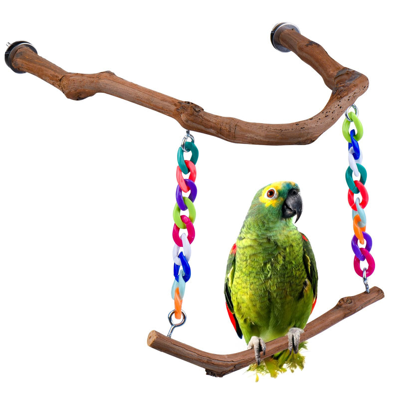 Bird Swing Toys, Standing Bird Perch with Natural Grape Wood, U Shape Hangable Birdcage Accessories, Birds Chewing Toy for Budgerigars, Parakeets, Cockatiels, Conures, Lovebirds, Finches (1Pack) 1Pack - PawsPlanet Australia