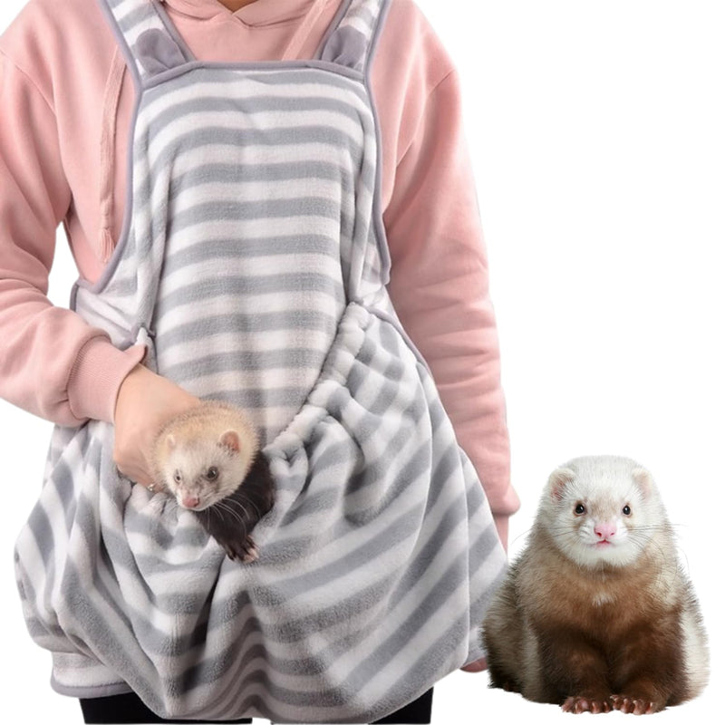 Ferret Sling Carrier - Fleece Small Pet Carrier Bag Soft Breathable Hands Free Shoulder Front Chest Apron Bonding Pouch Accompany Carrier for Small Dog Cat Ferret Rabbit (Grey) Grey - PawsPlanet Australia