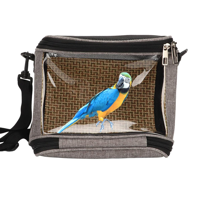 FLEXMAN Bird Carrier Bag, Portable Small Bird Travel Cage, Transparent Lightweight Breathable, Two Way Zipper Parrot Travel Cage with Side Pockets for Parrots, Birds, Hamsters, Small Lizards (Grey) Grey