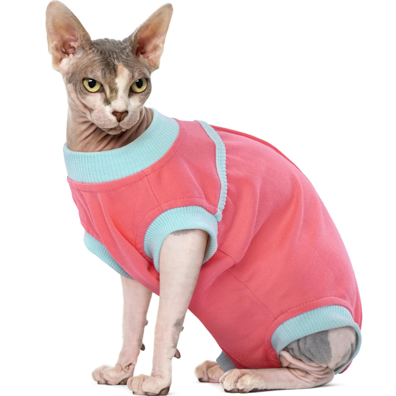 FUAMEY Cat Recovery Suit,Female Cat Spay Suit Kitten Surgery Onesie Cat Bodysuit Alternative to Cone Collars,Preventing Cats from Licking Abdominal Wounds Skin Protector Weaning Clothes Pink L L(back:16in) - PawsPlanet Australia