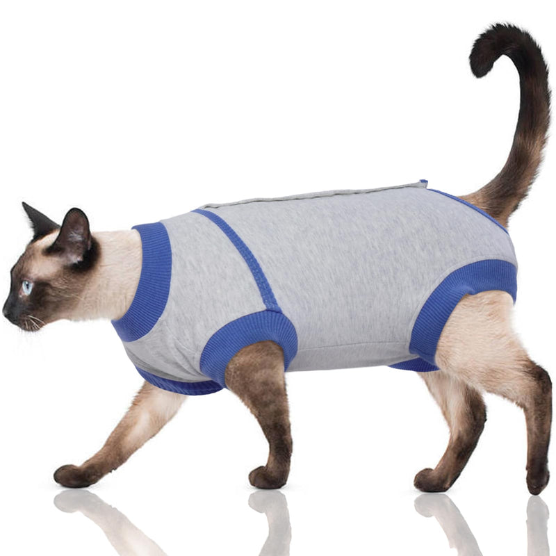 FUAMEY Cat Recovery Suit,Female Cat Spay Suit Kitten Surgery Onesie Cat Bodysuit Alternative to Cone Collars,Preventing Cats from Licking Abdominal Wounds Skin Protector Weaning Clothes Grey M M(back: 14in) - PawsPlanet Australia