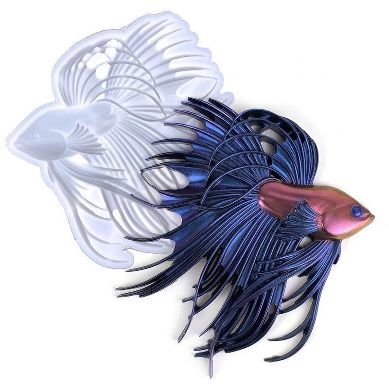 Betta Fish Silicone Resin Molds 3D Unique, Hanging Wall Desktop Decor Large DIY Art Epoxy Mold Aquarium Animal Decoration Office Home Room Cabinets Ornaments Craft (Betta Fish) Betta Fish - PawsPlanet Australia
