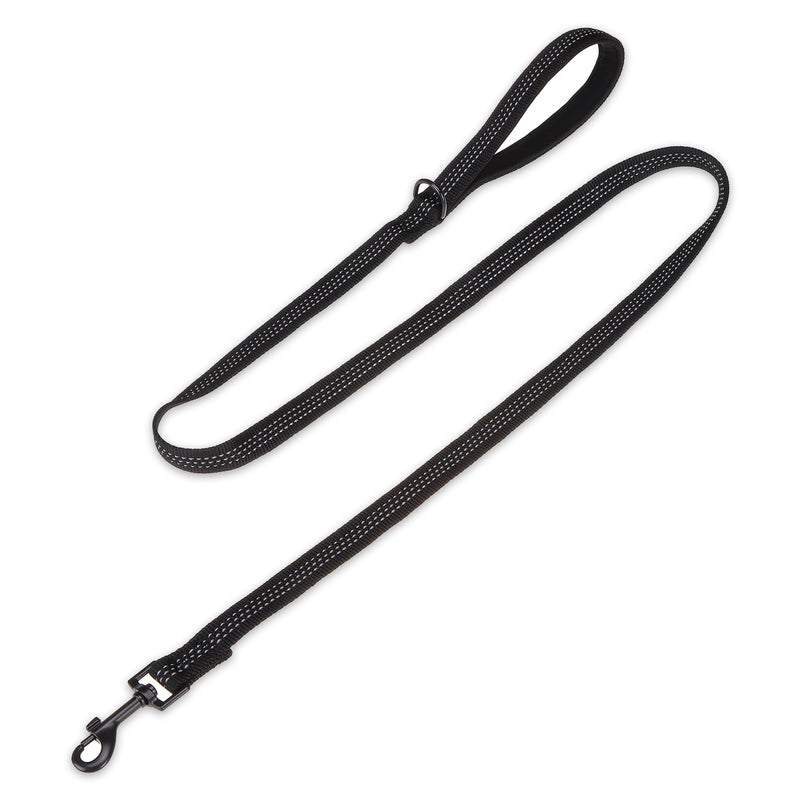 PUPTECK Reflective Dog Leash with Comfortable Padded Handle Durable Nylon Dog Lead for Small Medium and Large Dogs Cats Walking Running Training Outside, Black, M 4.9 FT - PawsPlanet Australia