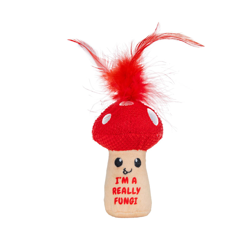 Catstages A Really Fungi Mushroom Kicker Catnip Toy and Dental Toy for Cats Mushroom Themed Funny Catnip Stuffed Kicker Toy, Red - PawsPlanet Australia