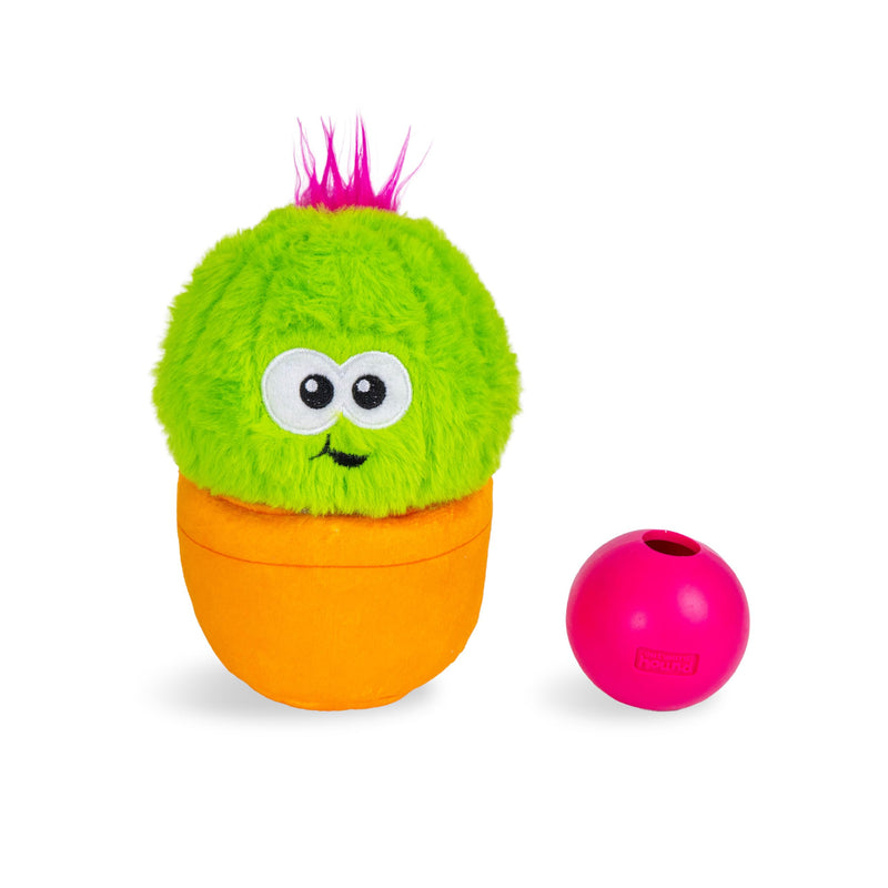 Outward Hound Nina Ottosson Snack Palz Interactive Plush Dog Puzzle with Treat Ball, Dog Enrichment Toys, Stuffable Dog Toy, Plush, Cactus, Green - PawsPlanet Australia