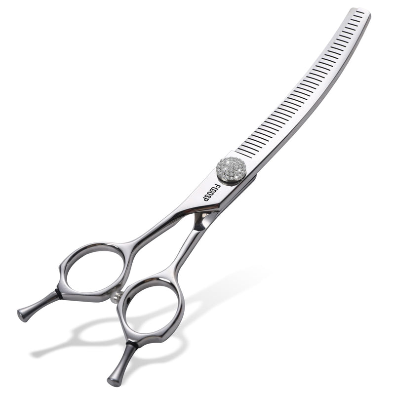 Professional Left Handed Curved Fluffers Thinner Dog Grooming Scissors Curved Comb Thinner 7.0'' Curved Thinning Shears for Dogs Pet 56 Teeth 50% Thinning Rate Japan VG10 Sharp and Durable Lefty Curved Comb Thinners 7.0 in - PawsPlanet Australia