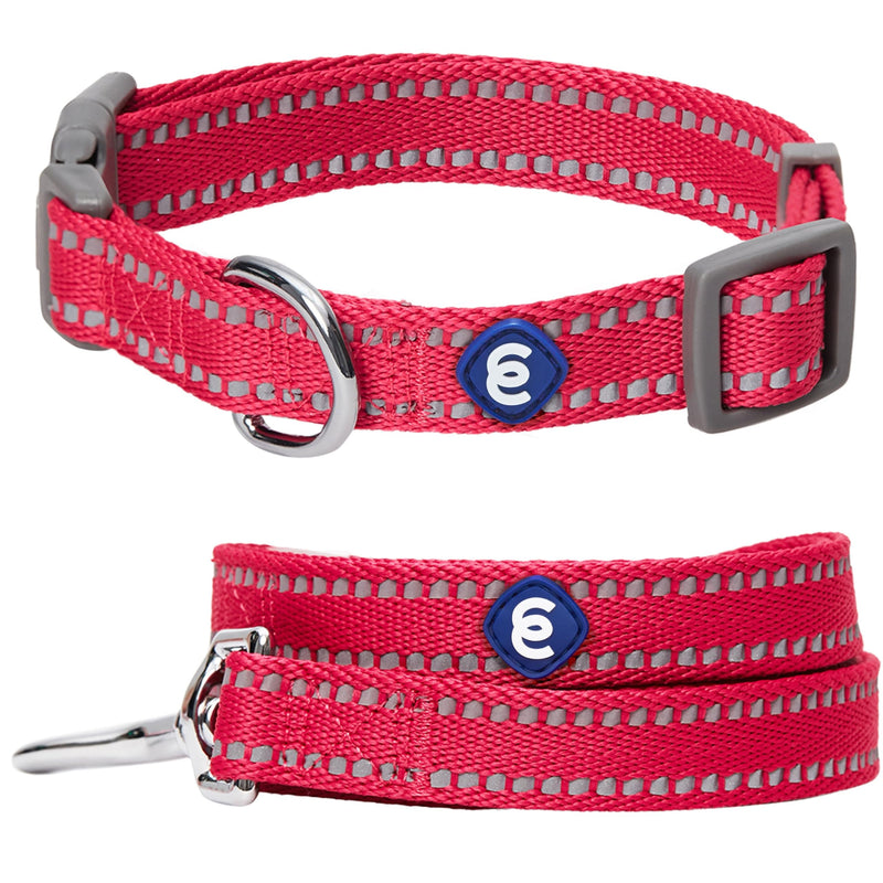 Blueberry Pet Essentials Reflective Dog Collar & Leash Set, Adjustable for Small Dogs | Safe Walking Gear for Pet Parents, Puppy Training & Daily Use SmallDogs, Very Berry - PawsPlanet Australia