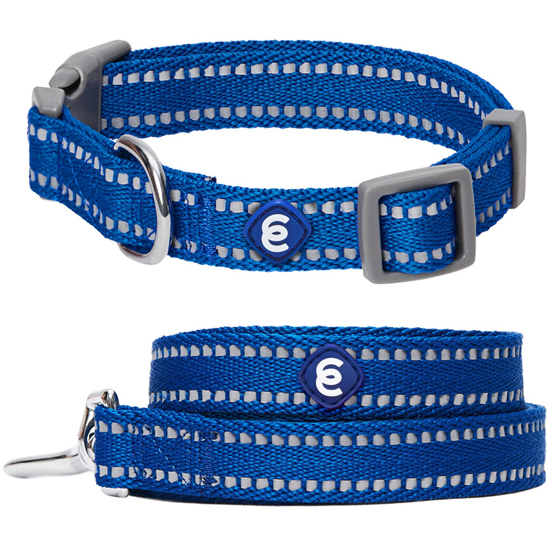 Blueberry Pet Essentials Reflective Dog Collar & Leash Set, Adjustable for Small Dogs | Safe Walking Gear for Pet Parents, Puppy Training & Daily Use SmallDogs, Navy - PawsPlanet Australia