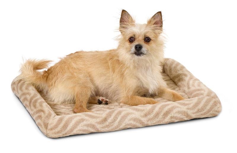MidWest Homes for Pets QuiteTime Deluxe Wave Bolster Bed for Small Dogs; Easily Machine Wash and Dry; Tan; 24"; 40224-WVTN Wave Tan 24 Inch (Pack of 1) - PawsPlanet Australia