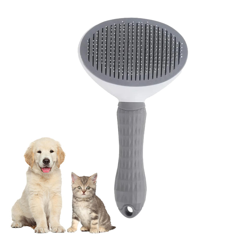 Generic Dog & Cat Brush, Pet Grooming Brush for Shedding, Self Cleaning Slicker Brush for Pets, Deshedding Brush, Rake, Comb (Grey) - PawsPlanet Australia