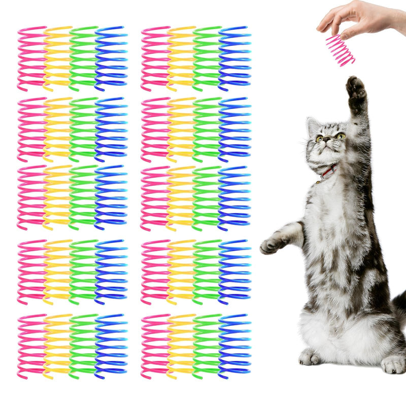Shudyear Pack of 40 cat Coil Springs for Indoor Cats, Colourful and Durable Plastic Spring coils to Attract Cats, Chewing, Hunting, Interactive Toys for Cats and Kittens (40pc) 40pc - PawsPlanet Australia