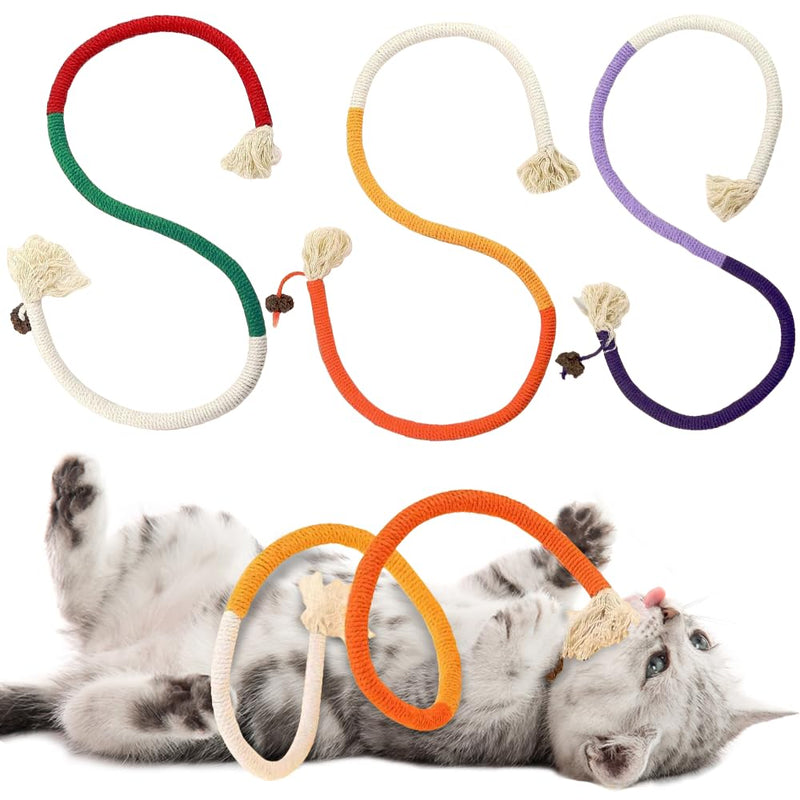 PAZ'S GIFT Cat Toys, Cat chew Toy,Cat Kick Toys, Cat Rope Toys for Indoor Cat Interaction Cat and Kitten Teething Chew Toys for Aggressive Chewing Teeth Cleaning Cat Dental Toys 3 Pack Mixed Colors - PawsPlanet Australia