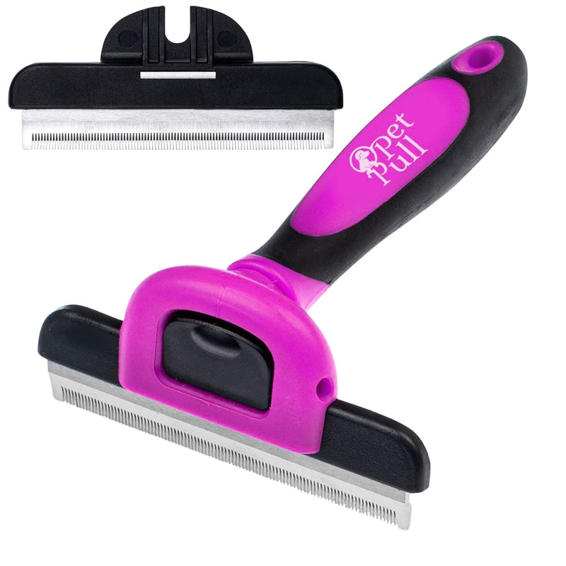 Deshedding and Grooming Tool - Stainless Steel Knot Detangler Comb for Dogs & Cats, Reduces Shedding by 95% (Pink) Pink - PawsPlanet Australia