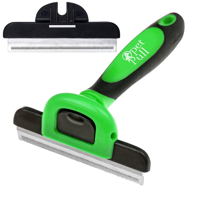Pet Deshedding Tool Cleaning Brush - Green - For Dogs & Cats - Hair Removal Tool - Stainless Steel Knot Detangler Comb - 95% Shedding Reduce - PawsPlanet Australia