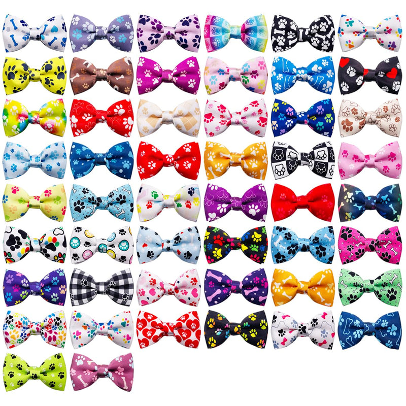 PET SHOW Paw Bone Printed Small Dogs Bowties Collar Charms Bows Attachment Medium Large Puppies Cats Accessories Bulk Slides S/M (3.8*1.8) 50pcs/lot - PawsPlanet Australia
