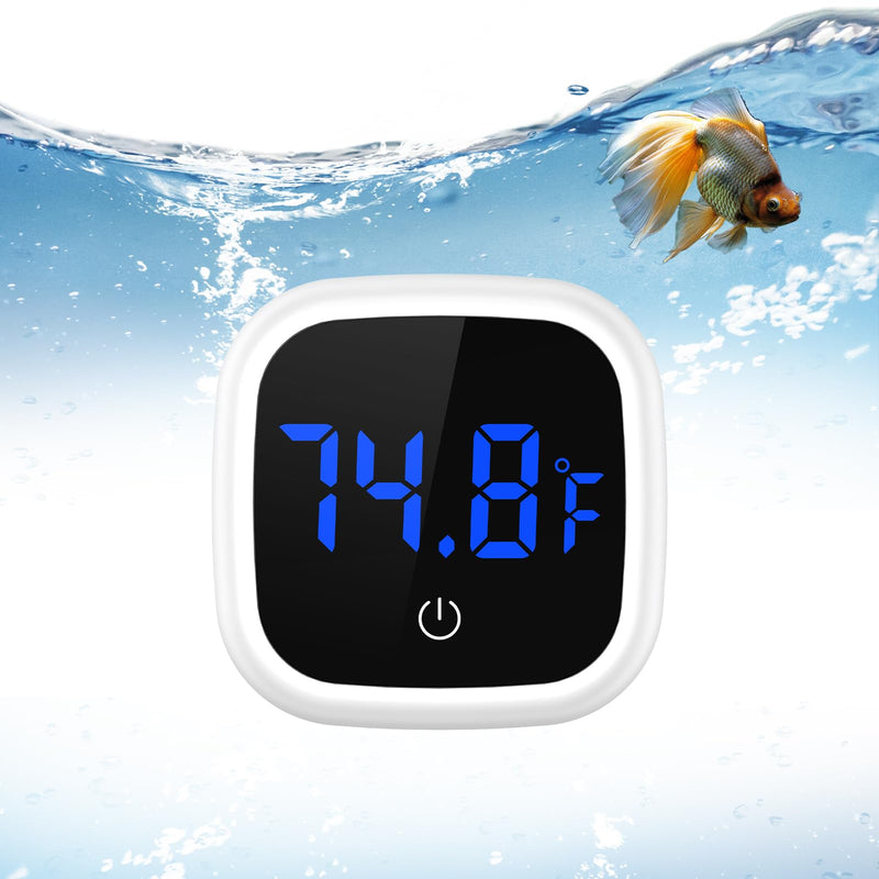 Digital Aquarium Thermometer, LED Fish Tank Thermometer, Stick-on Reptile Thermometer with Touch Screen, Large Numbers, Battery, for Fish, Axolotl, Turtle, Aquatic #1 PCS - PawsPlanet Australia