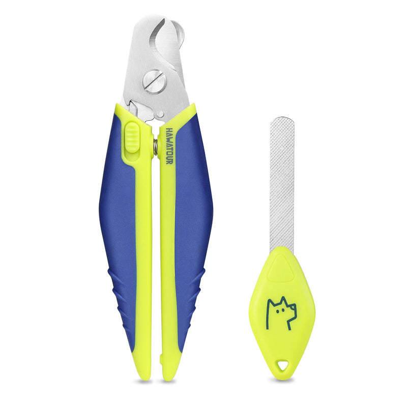 Dog Nail Clippers with Nail File, Professional Pet Nail Trimmers with Safety Guard, Avoid Over Cutting, Grooming Razor for Medium and Large Dog and Cat, Blue Yellow - PawsPlanet Australia