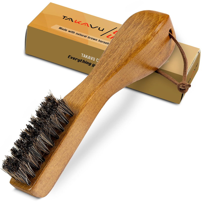 TAKAVU Stain Brush, Horsehair Bristle Laundry Brush for Stain Removal, Cleaning Brush with Ergonomic Handle, Suitable for Delicate Fabrics Without Damage, Perfect for Laundry, Shoes, Boots, Home Horse Hair Bristle - PawsPlanet Australia