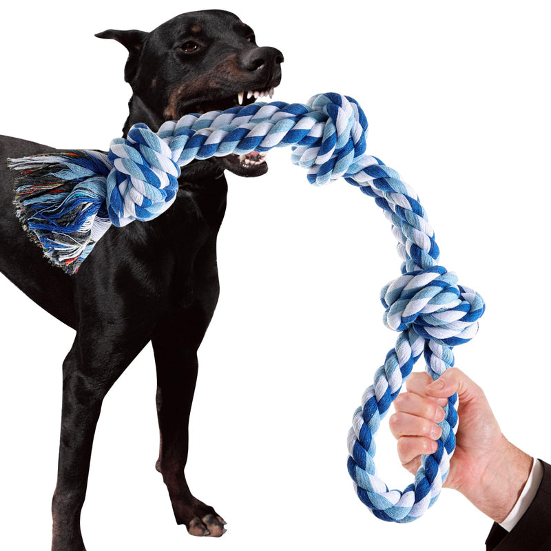 Dog Rope Toys Indestructible Dog Toys, Dog Chew Toys for Aggressive Chewers, Tough Puppy Teething Chew Toys for Boredom, Dental Cleaning Tug of War Dog Toy, Great for Small to Large Breed Blue - PawsPlanet Australia