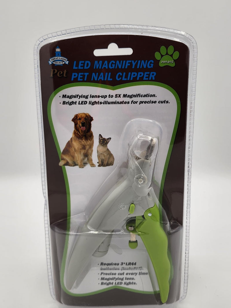 Illimunated LED Pet Nail Clipper with Claws Trapper, Green, Grey - PawsPlanet Australia