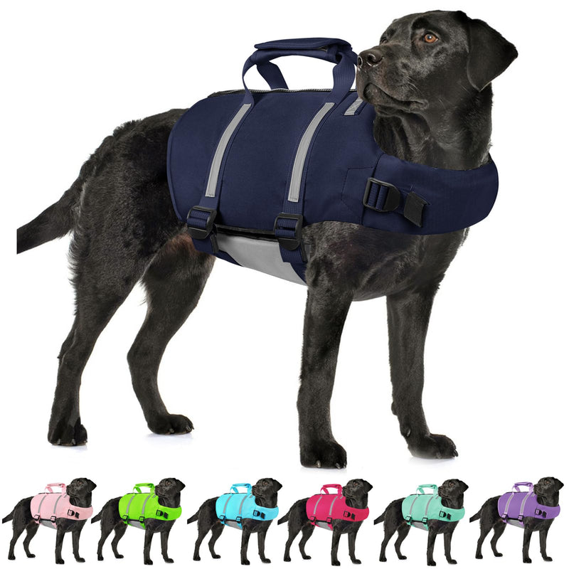 AOFITEE Small Dog Life Jacket, High Buoyancy Dog Life Vest for Swimming, XS Puppy Swimming Vest, Reflective Dogs Swimsuit with Back Zip and Rescue Handle, Pet Lifesaver for Small Medium Large Dogs X-Small Blue - PawsPlanet Australia