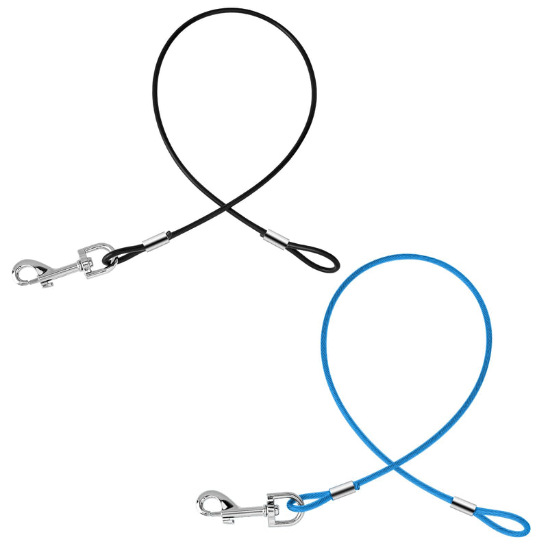 2 Pack Chew Proof Dog Leashes Extension Metal Cable Lead, Non-Tangle Connect Leash for Any Leash, Heavy Duty Dog Leash Extender for Collar & Harness (Black+Blue) - PawsPlanet Australia