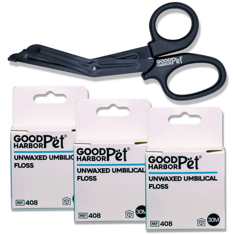 Pet Un-Waxed Umbilical Whelping Floss & Animal Cord Cutting Kit | for Dog, Cat, and Animal Births | Pack of 4 - PawsPlanet Australia