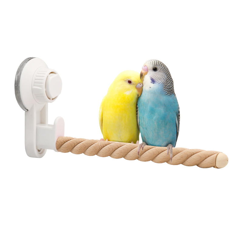 Suction Cup Bird Perch,Natural Wood Parrot Window/Bath/Car/Travel/Shower Perches Stand Portable Parakeet Grinding Stick Training Toys for Small and Medium Birds(Twist Grain) 1 Pcs-Wood Stick - PawsPlanet Australia