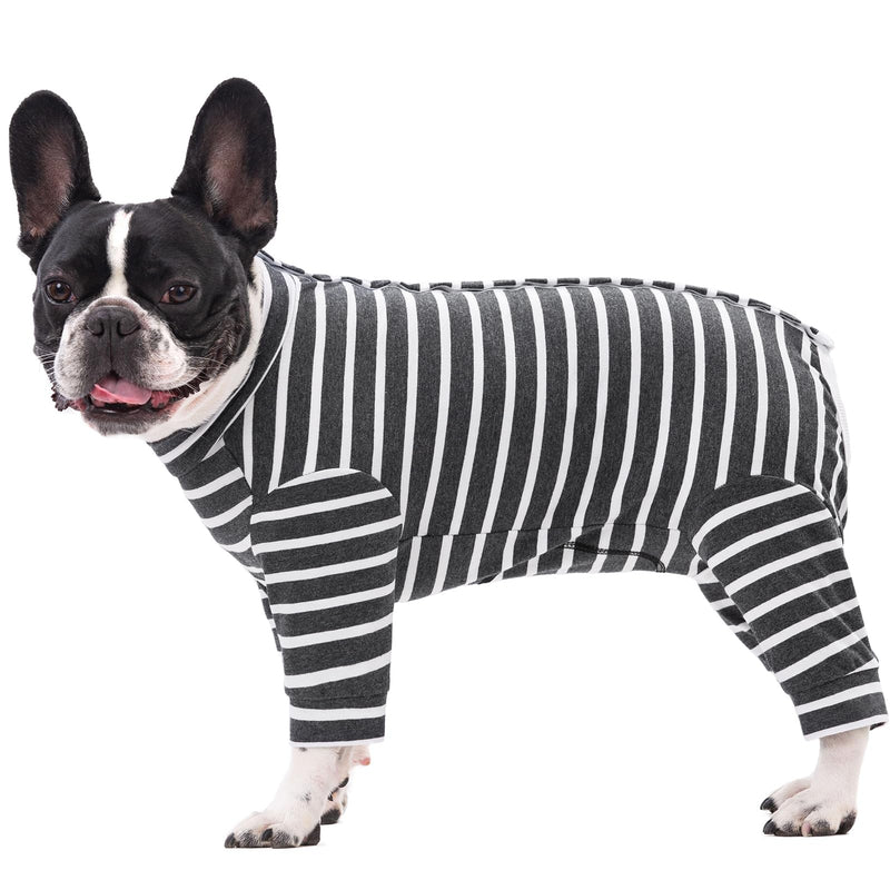 Dog Surgery Recovery Suit for Female Male Puppy,Dog Bodysuit Long Sleeve Prevent Shedding and Licking Wound,Dog Pajamas,E-Collar Cone Alternative(Black White Stripe-m) m black - PawsPlanet Australia