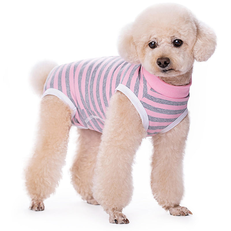 Dog Surgery Recovery Suit,Female Male Puppy Shirt,Dog Spay Neuter Onesie,E-Collar Cone Alternative,Abdominal Wound Protector,Prevent Licking Wound(Pink Gray Stripe-l) L pink - PawsPlanet Australia