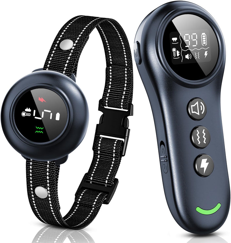 2-in-1 Dog Shock Collar & Dog Bark Collar - Smart Anti Barking Dog Training Collar with 5 Adjustable Sensitivity & 3300FT Remote for All Breeds IP67 Waterproof E-Collar with Beep Vibration Shock - PawsPlanet Australia