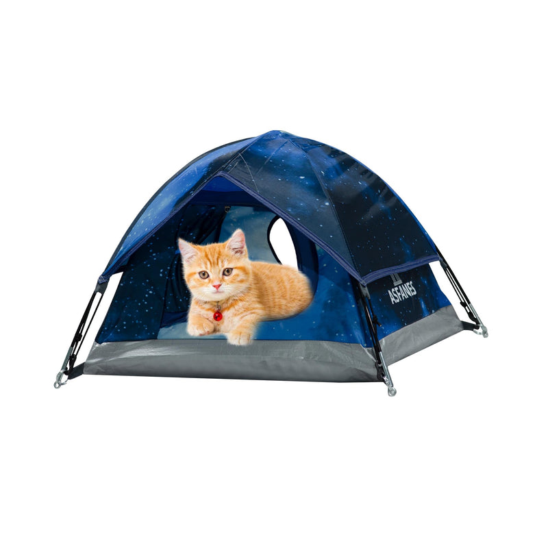 Outdoor Waterproof Pet Camping Tent, Cave Bed for Indoor Cats and Small Dogs, Portable Cat House Dog House, 21.6x21.6x14.9'', Navy Blue, S. - PawsPlanet Australia
