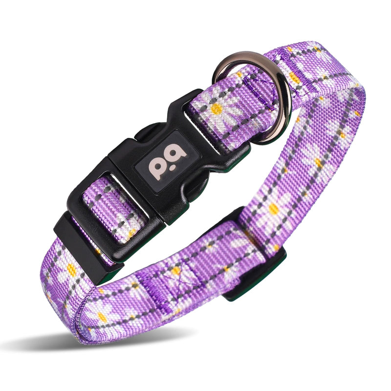 Dog Collar Cute Flower, Reflective Adjustable Basic Collars for Girl Female Small Medium Large Dogs Walking Running(X-Small,Purple) X-Small Purple - PawsPlanet Australia