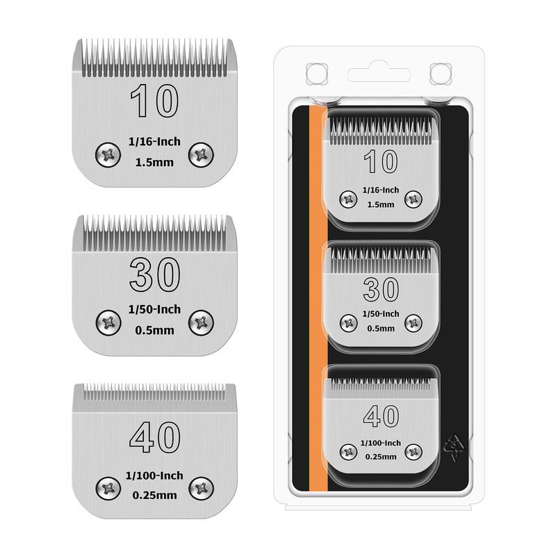 3PACK Dog Grooming Clipper Replacement Blades Compatible with Andis Pet Clipper/Oster A5/Wahl KM Series Dog Clipper,Ceramic Blade & Stainless Steel Blade (10#+30#+40#) - PawsPlanet Australia