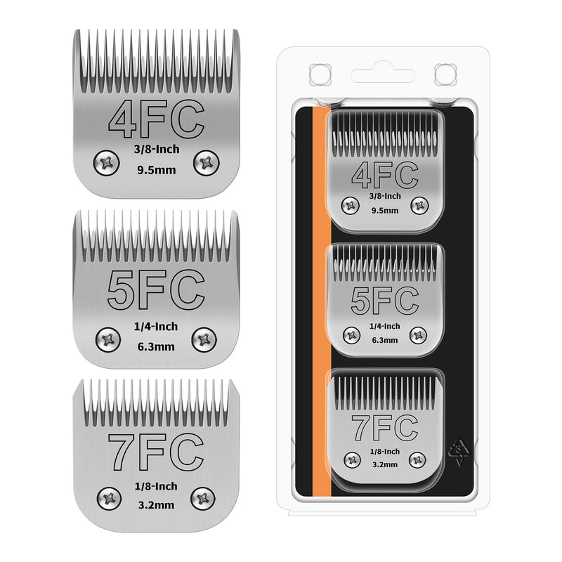3PACK Dog Grooming Clipper Replacement Blades Compatible with Andis Pet Clipper/Oster A5/Wahl KM Series Dog Clipper,Ceramic Blade & Stainless Steel Blade (#+4FC+5FC+7FC) - PawsPlanet Australia