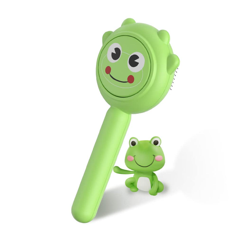 Self-Cleaning Dog & Cat Slicker Brush, Skin Friendly Deshedding Grooming Tool for Long or Short Haired Dogs Cats Rabbits, Dog Shedding Brush with Release Button - Frog - PawsPlanet Australia