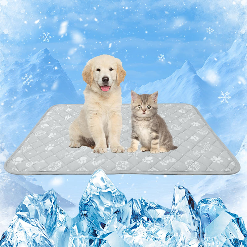 MH MYLUNE HOME Dog/Cat Cooling Mat, Arc-Chill Cooling Fiber & Endothermic Color Changing Pet Mat, 20'x30', Foldable & Washable, Non-Toxic Summer Pet Blanket, Light Gray Dog paws Medium: 20"x30" - PawsPlanet Australia