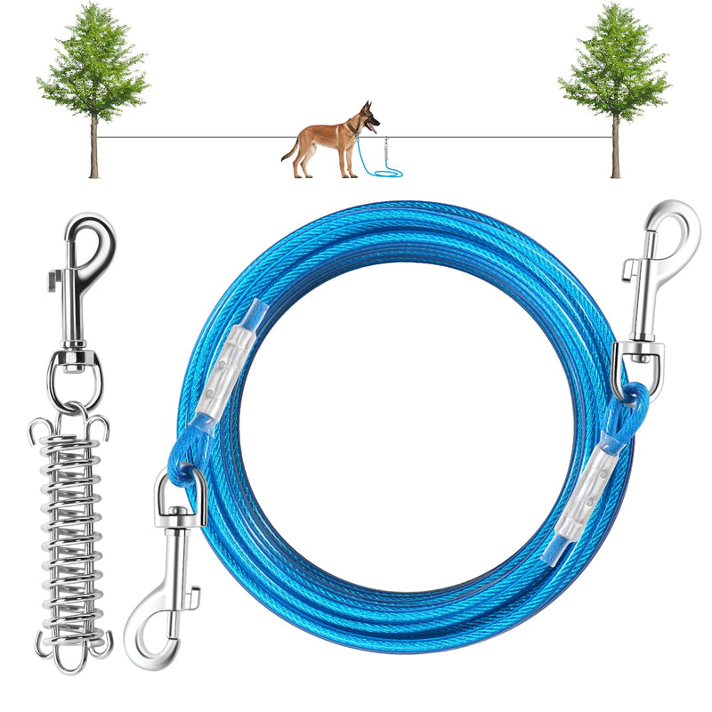 Dog Tie Out Cable, 30 FT Heavy Duty Dog Lead Cable with Detachable Shock Spring, Dog Runner Chains for Outside Yard Camping Hold Small or Medium Dogs (30Feet, up to 200lbs) 30ft/200lbs - PawsPlanet Australia